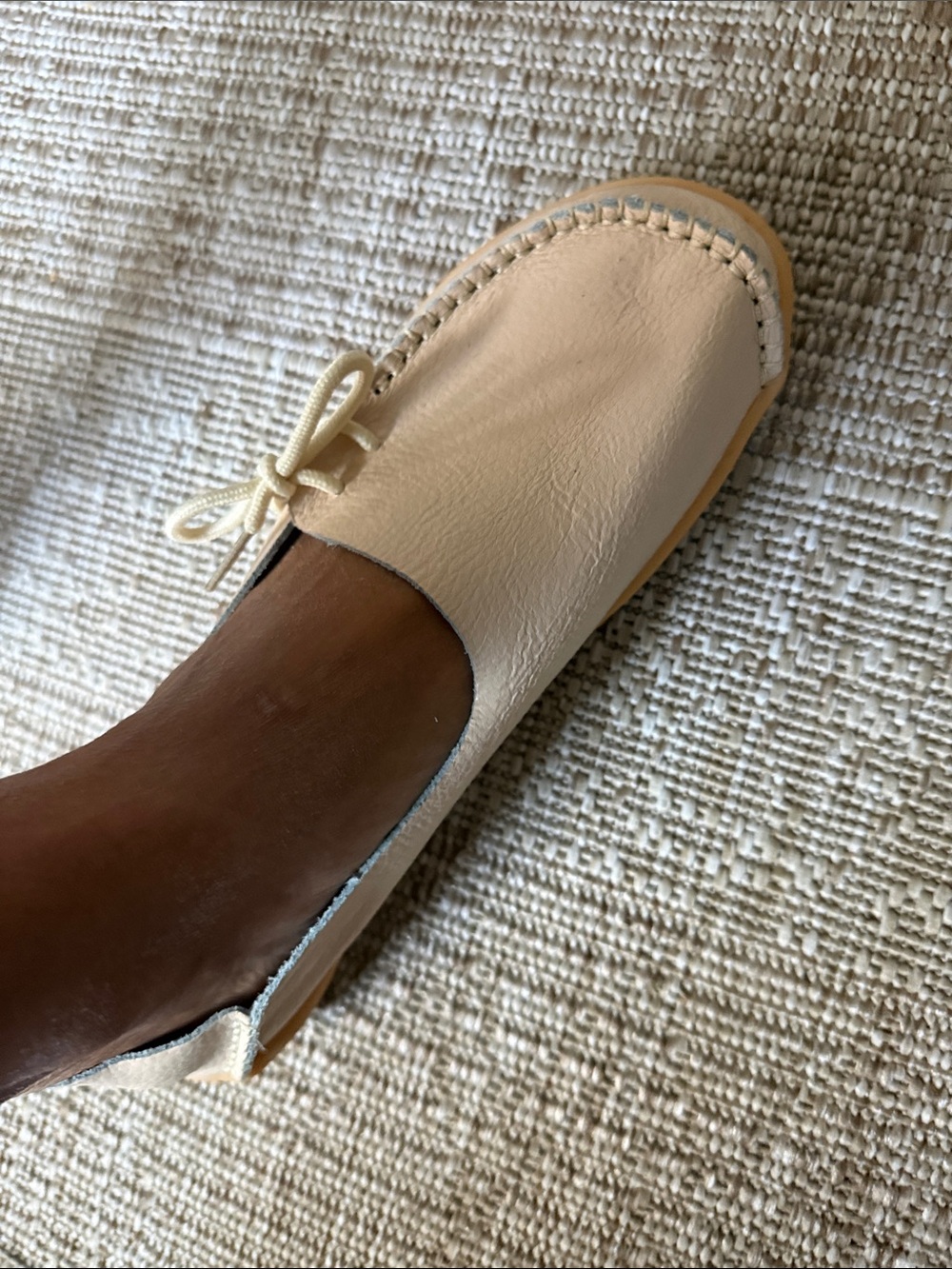 Classic Cream Leather Moccasin Slip-On